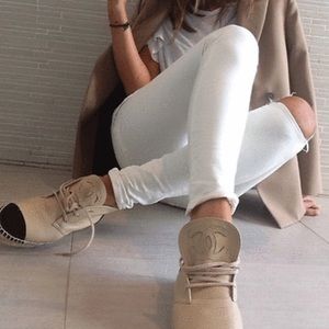 Chanel sneakers/high top espadrilles